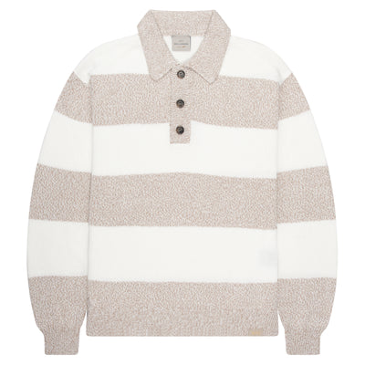 Paul & Shark Light Brown/White Fleck Striped 1/4 Button Knit