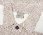 Paul & Shark Light Brown/White Fleck Striped 1/4 Button Knit