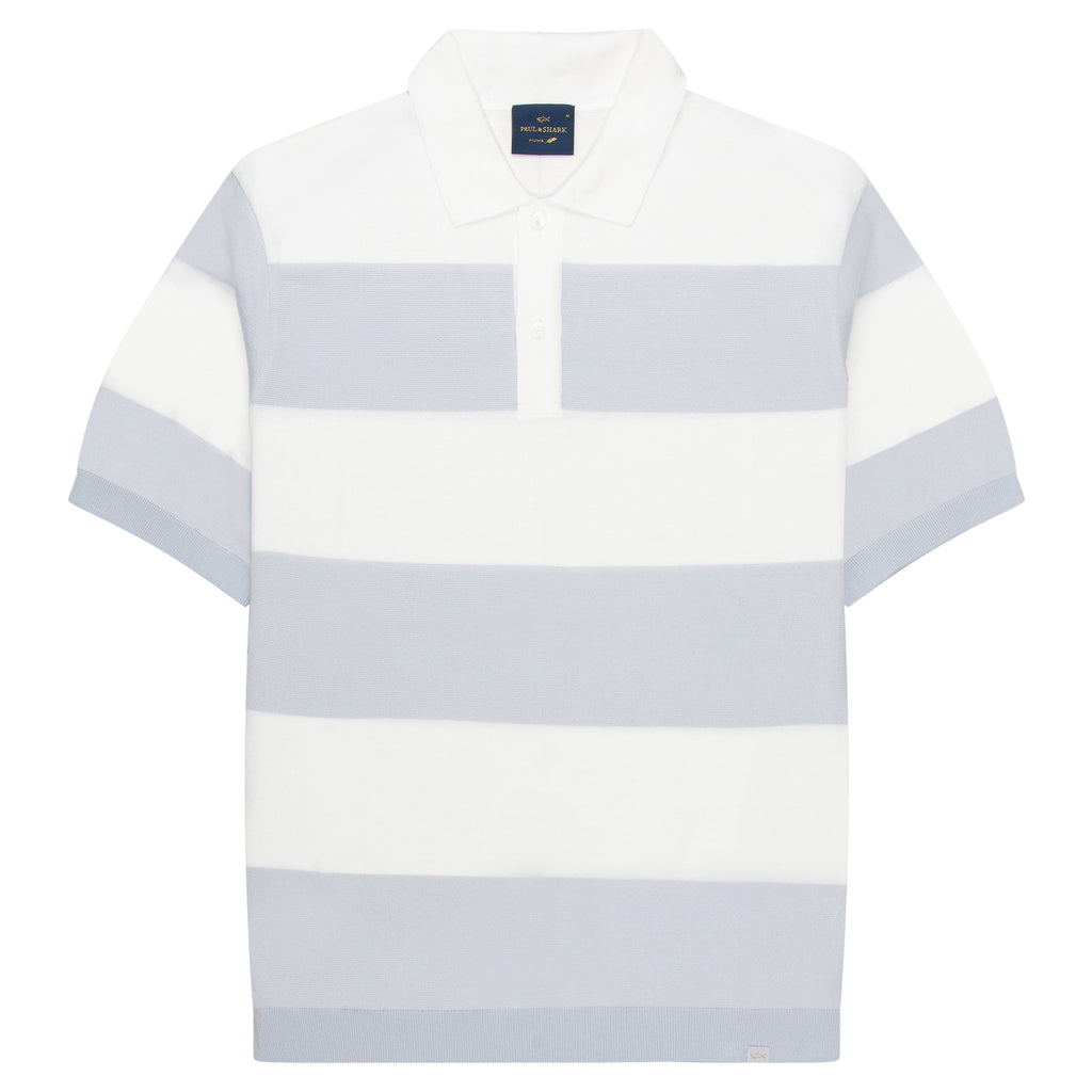 Paul & Shark striped silk-cotton polo shirt with classic collar and tailored fit, offering breathable comfort and understated everyday luxury.