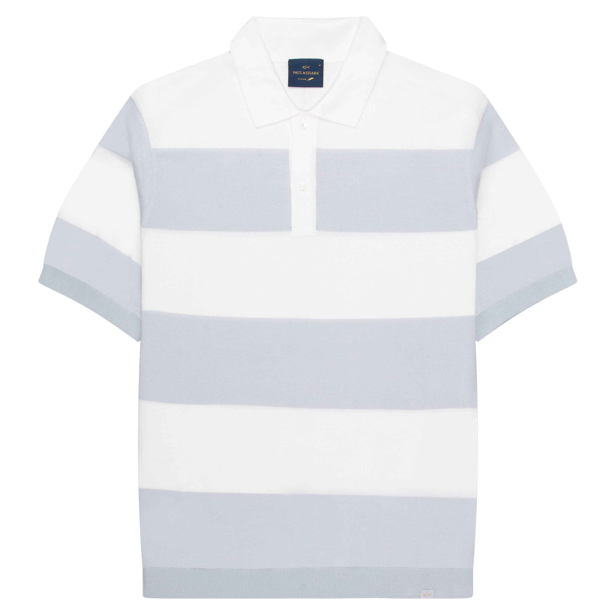 Paul & Shark striped silk-cotton polo shirt with classic collar and tailored fit, offering breathable comfort and understated everyday luxury.