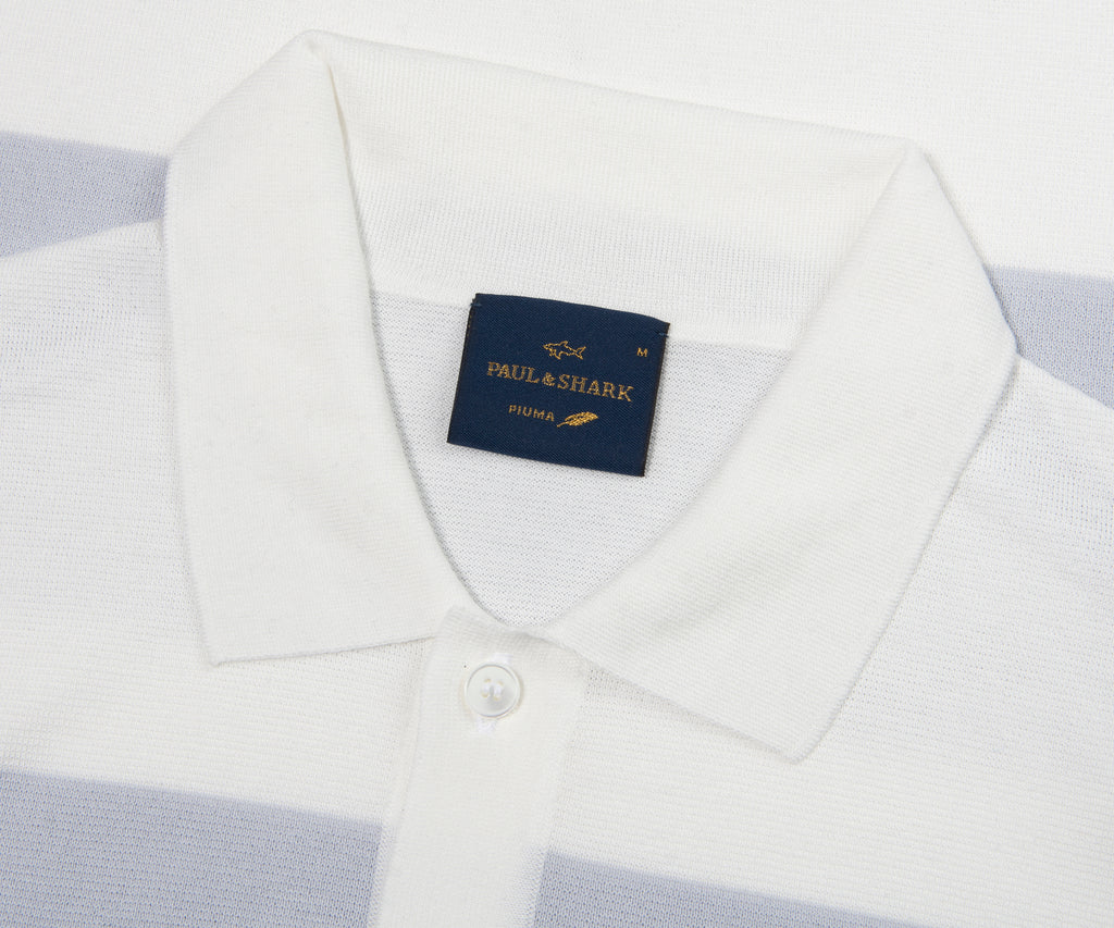 Paul & Shark White/Blue Fade Stripe Cotton Polo