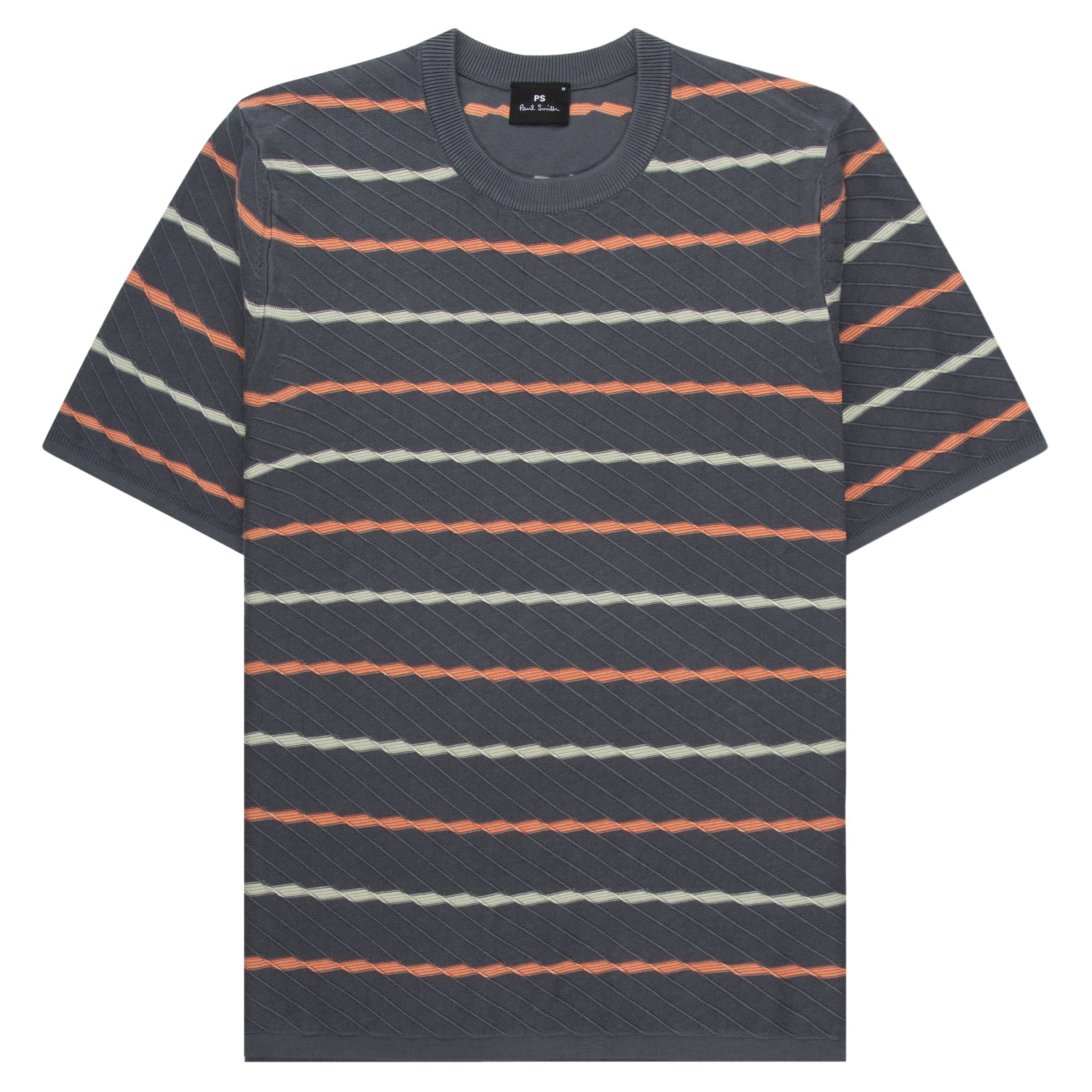 Paul Smith Charcoal Textured Zig Zag Striped Knitted T-Shirt