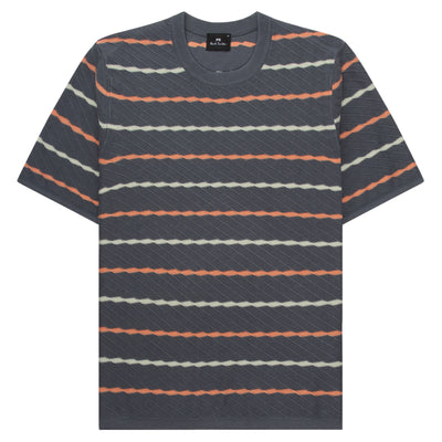 Paul Smith Charcoal Textured Zig Zag Striped Knitted T-Shirt