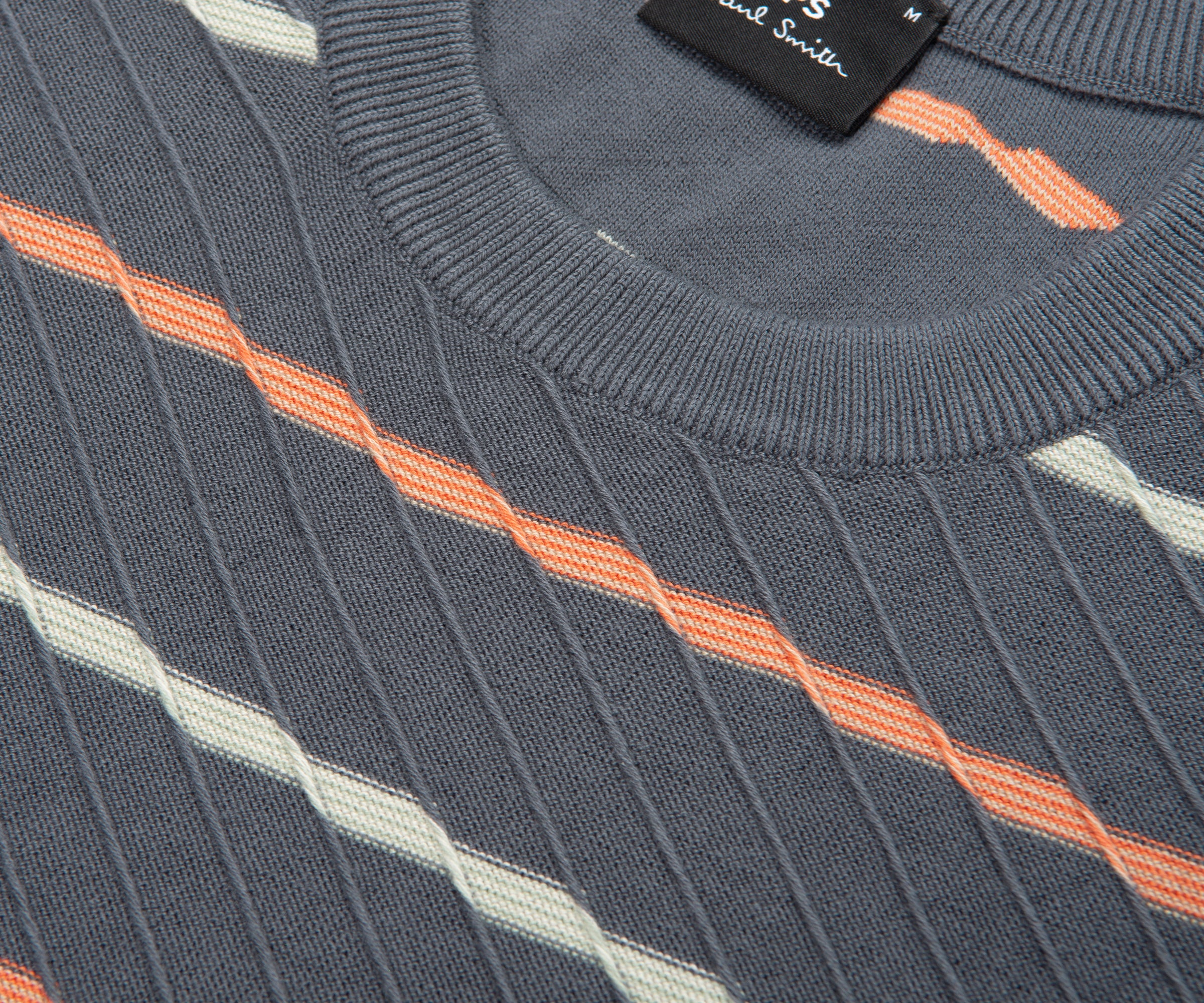 Paul Smith Charcoal Textured Zig Zag Striped Knitted T-Shirt