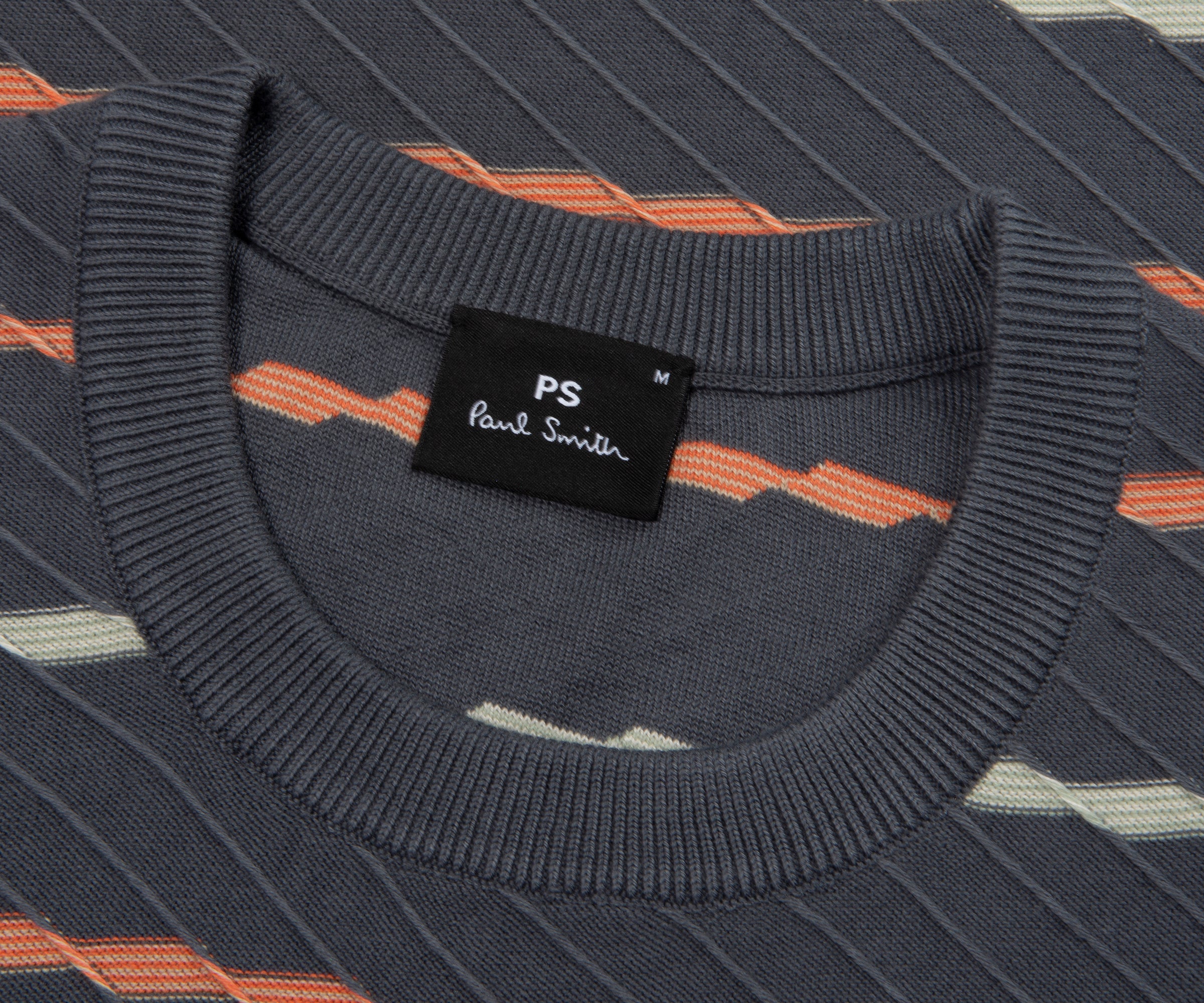 Paul Smith Charcoal Textured Zig Zag Striped Knitted T-Shirt