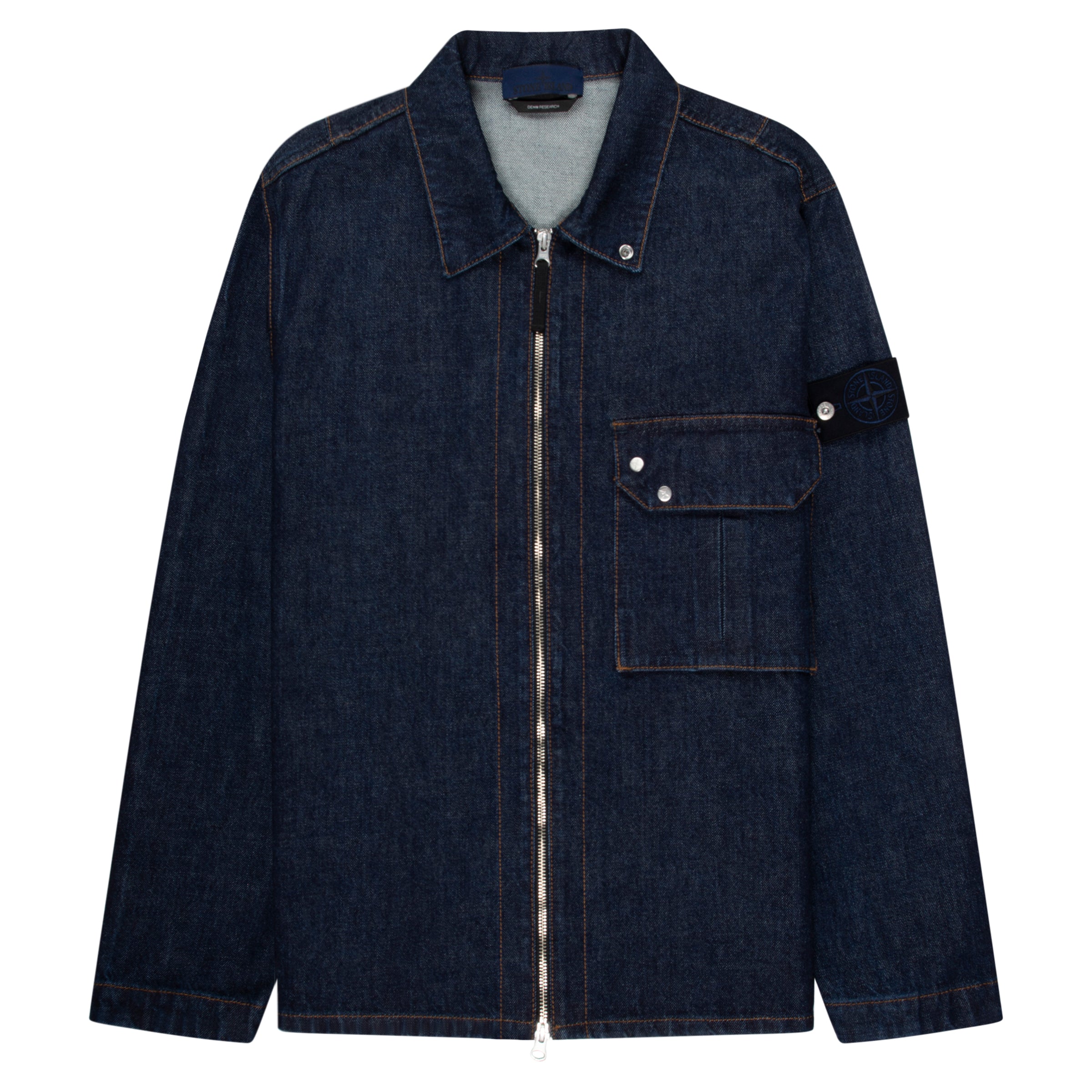 Stone Island Indigo Denim Rinsed Full Zip jacket 