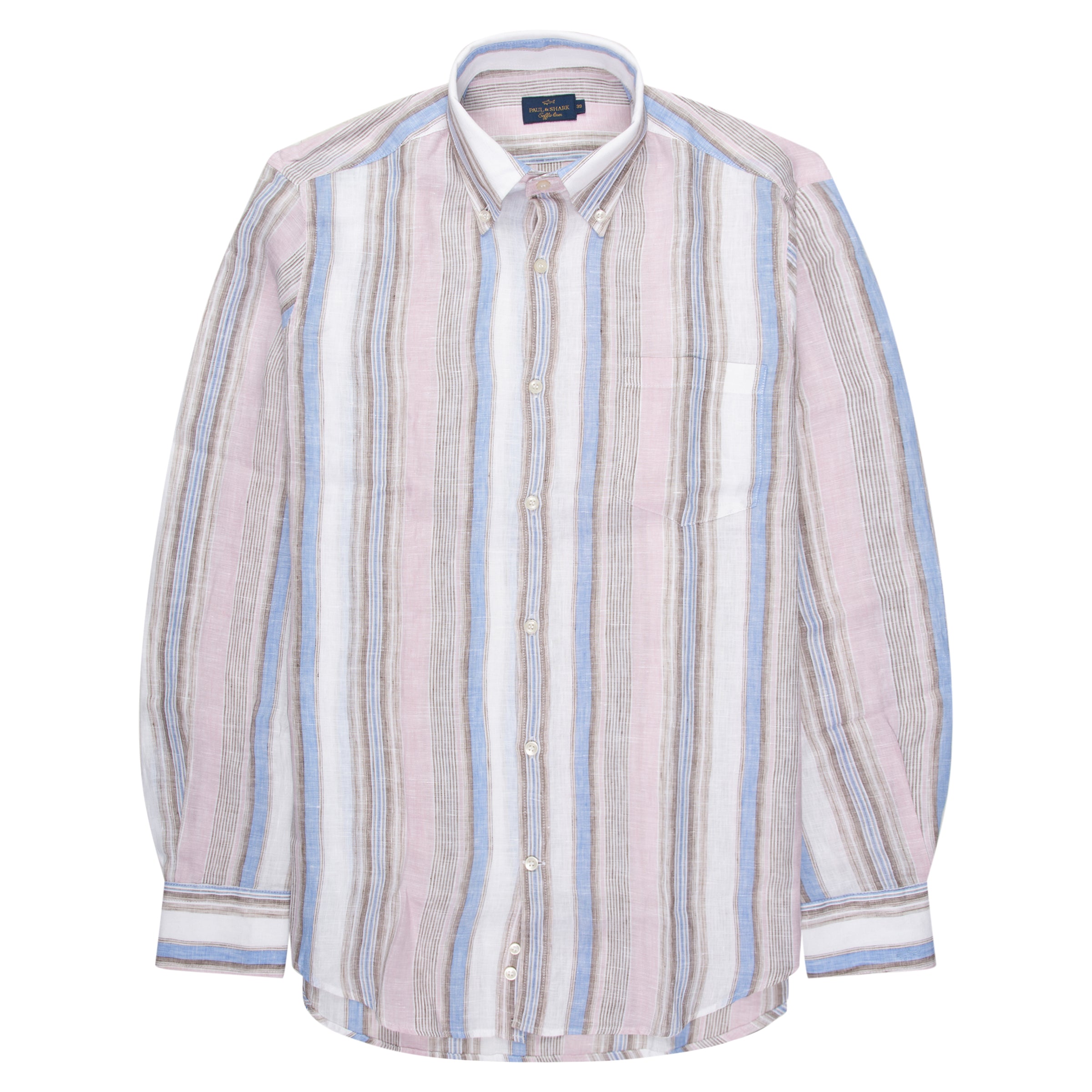 Paul & Shark Soffio Pink/Blue/White Linen Striped Shirt