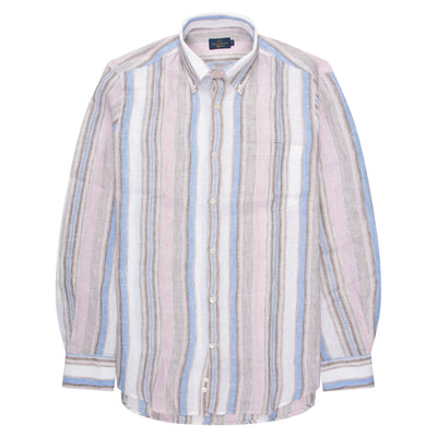 Paul & Shark Soffio Pink/Blue/White Linen Striped Shirt