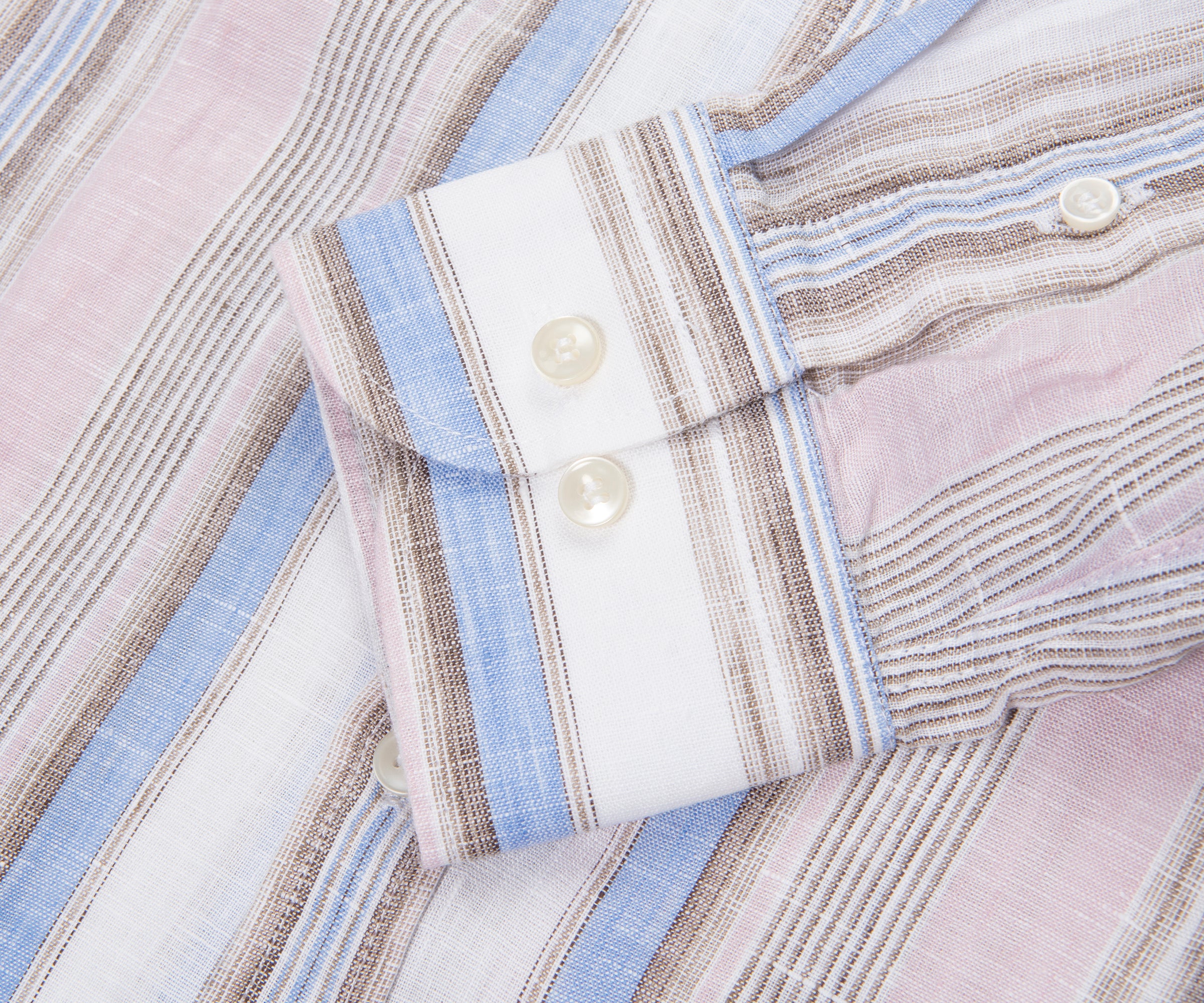 Paul & Shark Soffio Pink/Blue/White Linen Striped Shirt