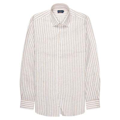 Paul & Shark Soffio Beige/White Thick Striped Linen Shirt
