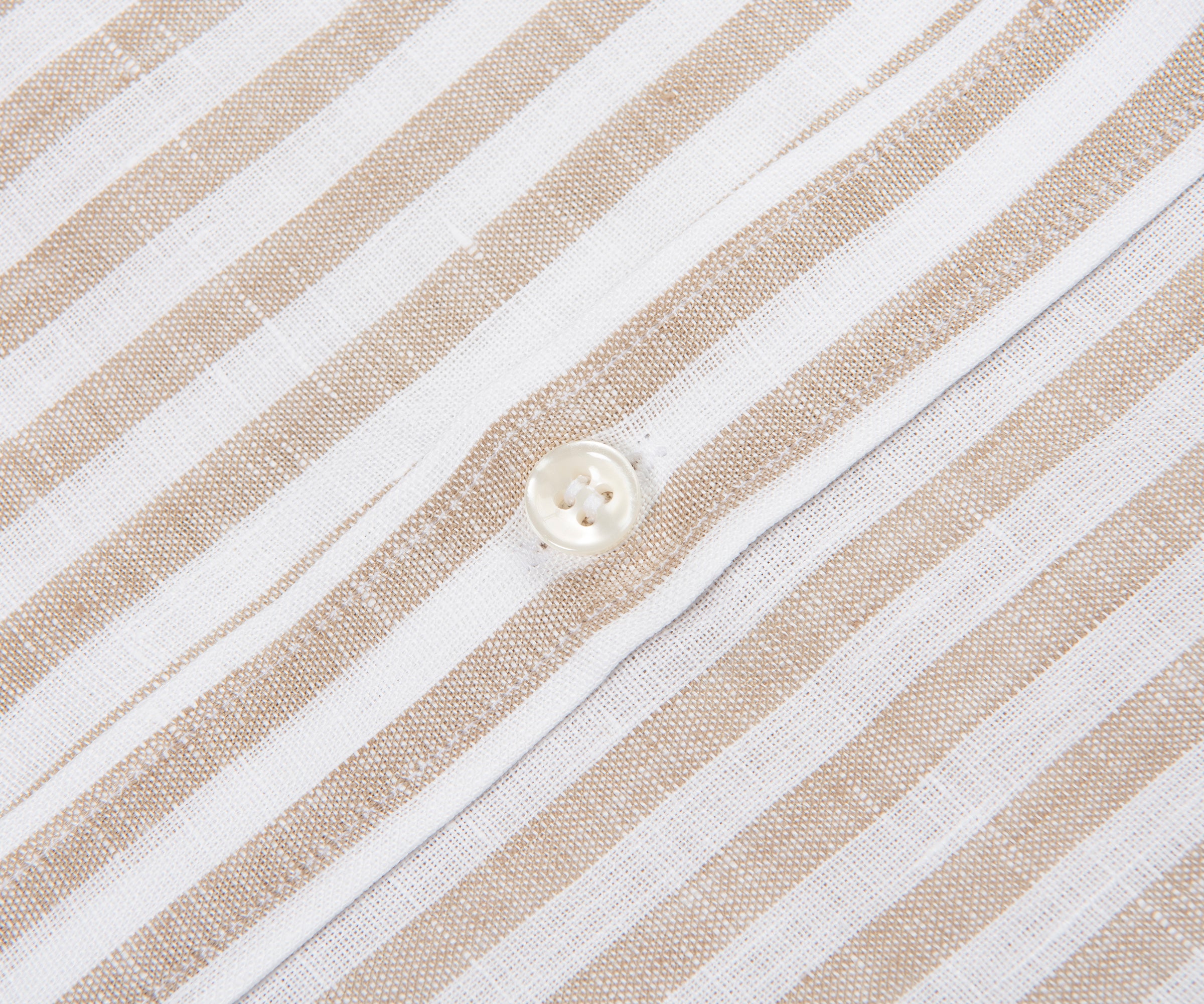 Paul & Shark Soffio Beige/White Thick Striped Linen Shirt