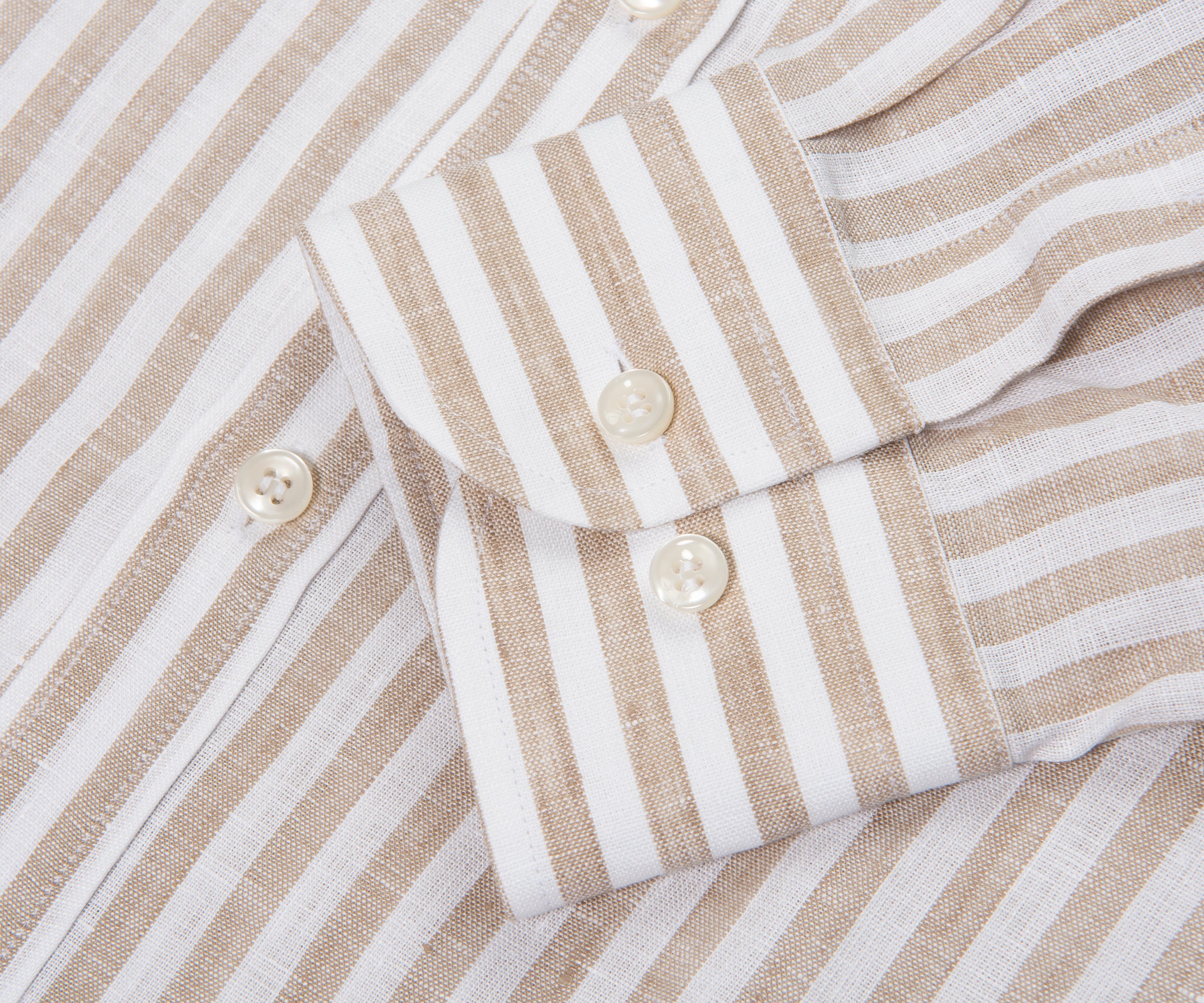 Paul & Shark Soffio Beige/White Thick Striped Linen Shirt