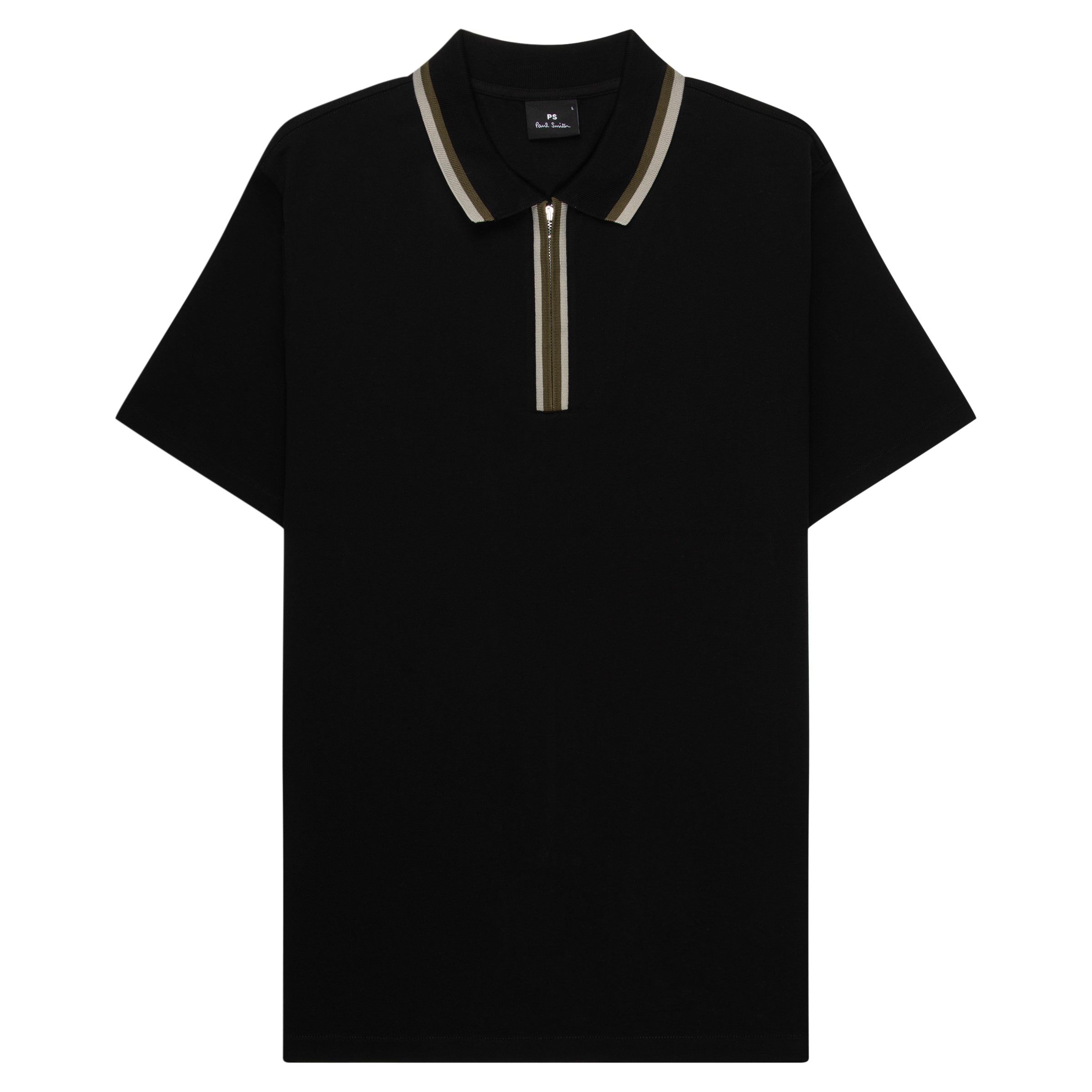 Paul Smith Green Trimmed Black Zip-Up Polo