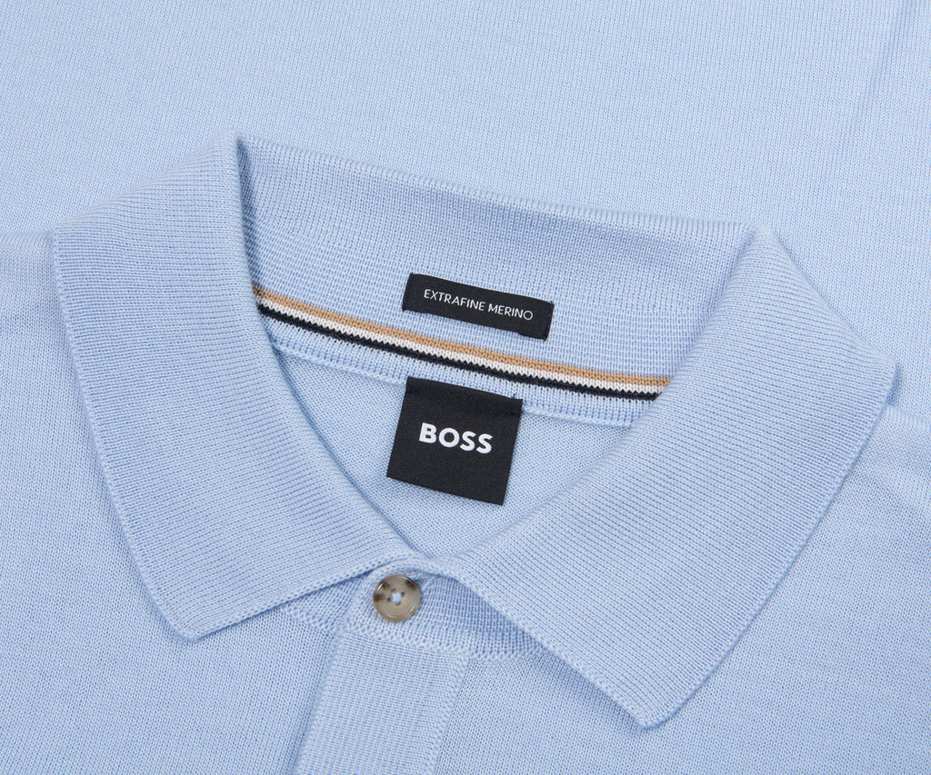 Boss H Nolano Light Blue Knitted SS Polo