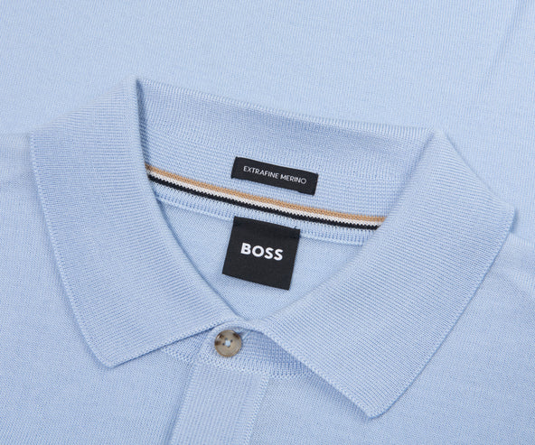 Boss H Nolano Light Blue Knitted SS Polo
