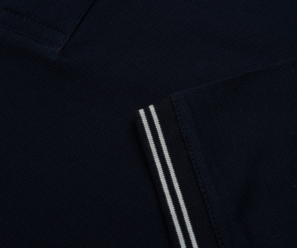 Armani Navy Collar Logo Trim Polo