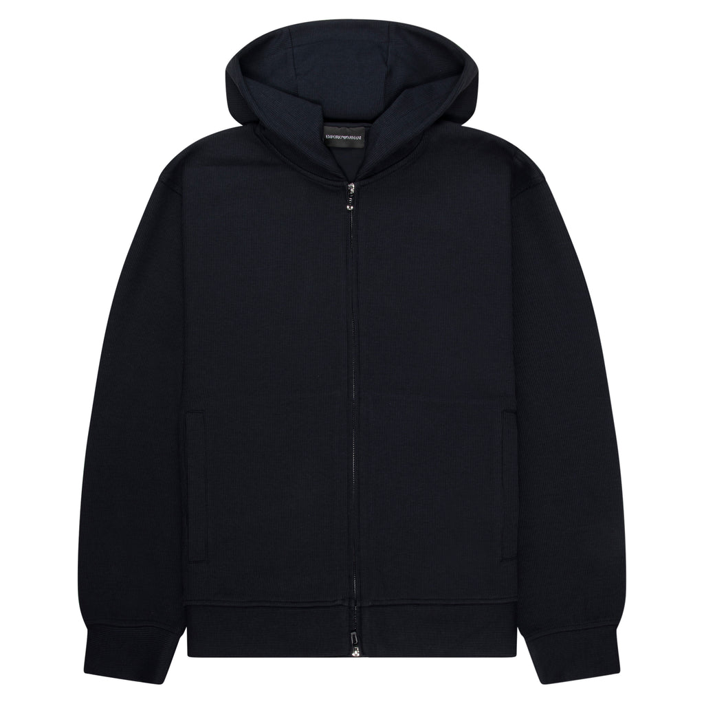 Armani Navy Soft Stretch Full Zip Hoodie