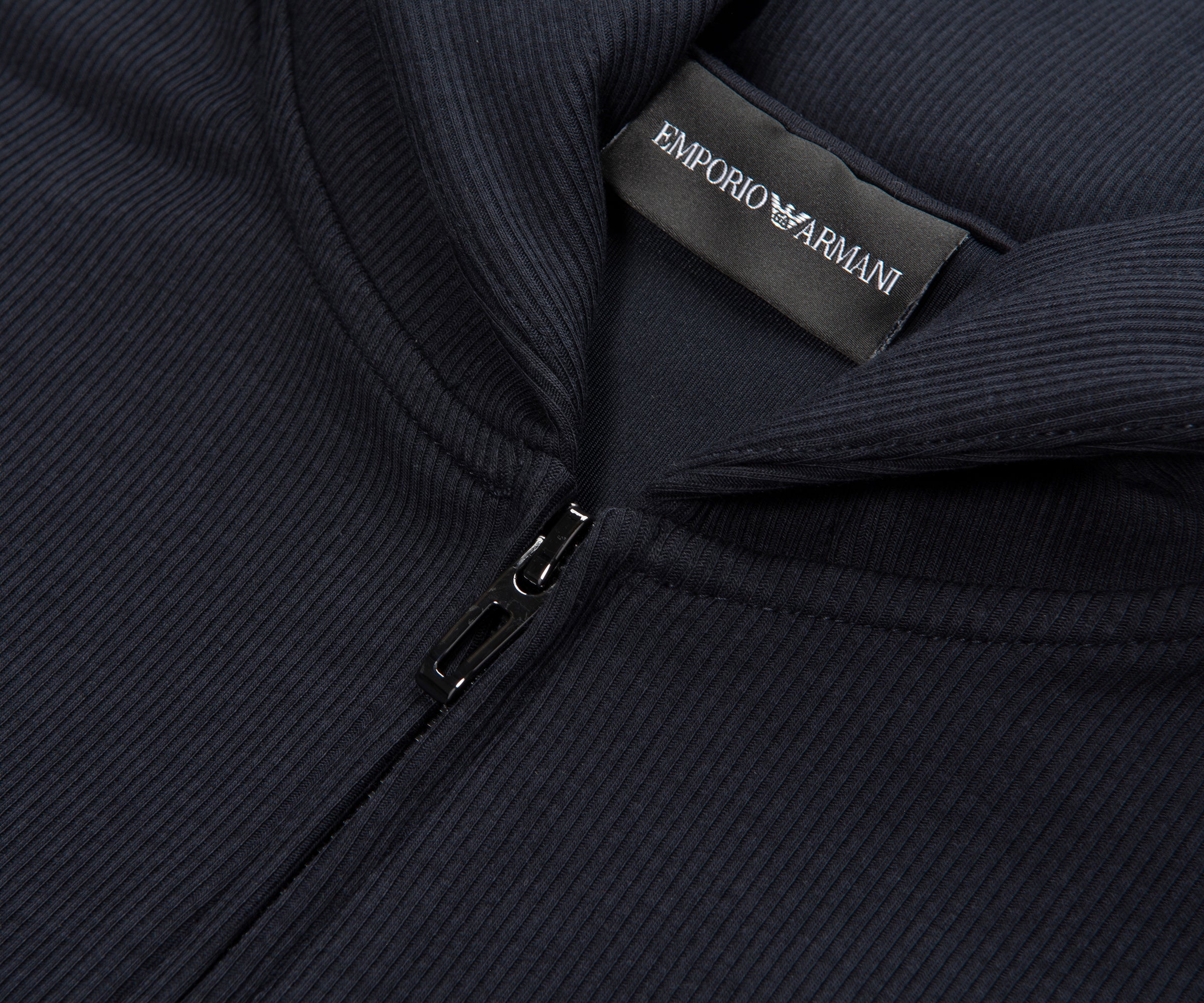 Armani Navy Soft Stretch Full Zip Hoodie
