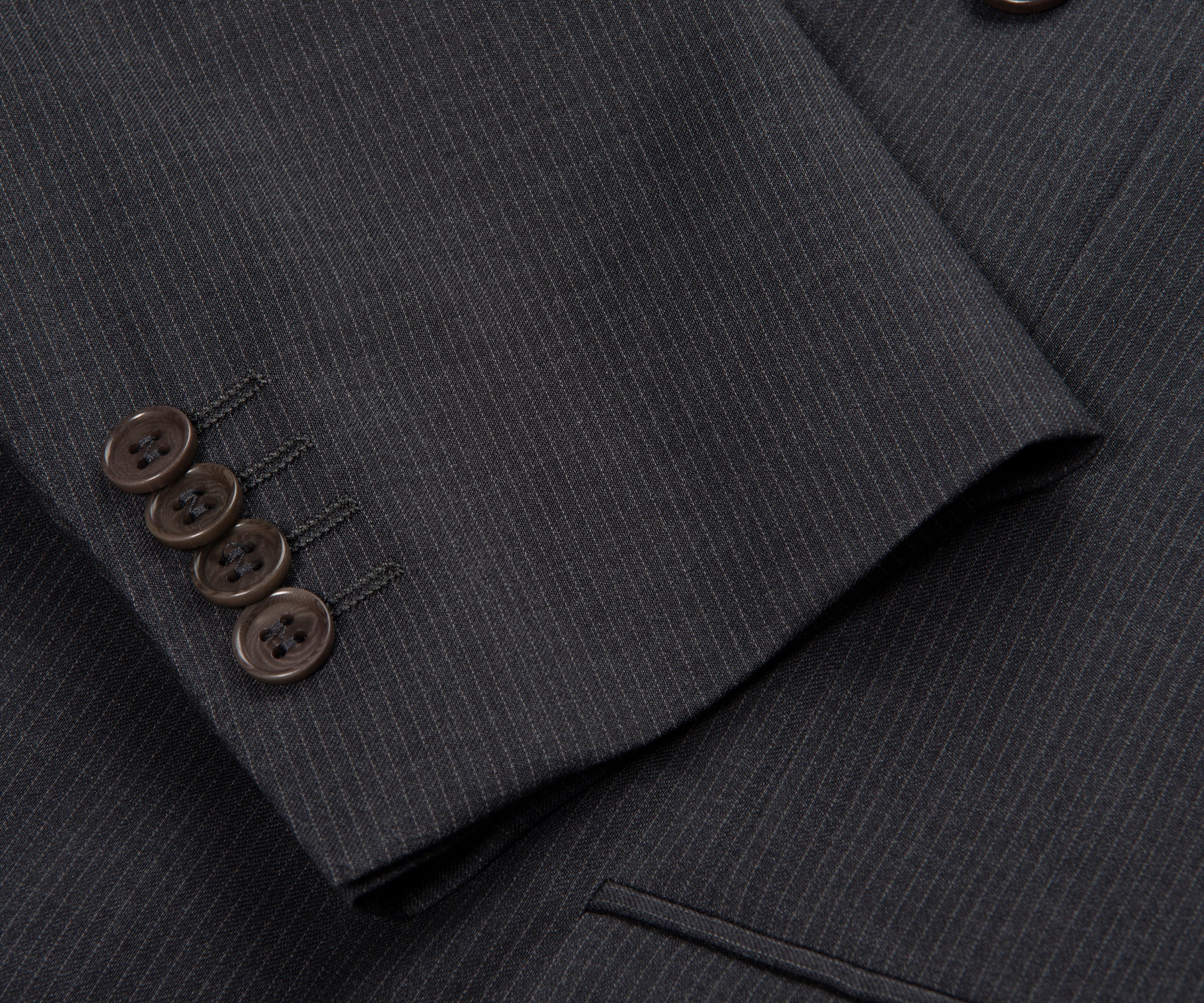 Canali Double Breasted Pinstriped Suit Charcoal