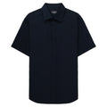 Armani Navy Icon Checkered Crimp Short Sleeve Shirt