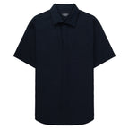 Armani Navy Icon Checkered Crimp Short Sleeve Shirt