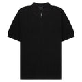 Armani Dark Grey Waffle 1/4 Zip Knitted Polo