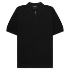 Armani Dark Grey Waffle 1/4 Zip Knitted Polo