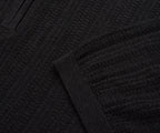Armani Dark Grey Waffle 1/4 Zip Knitted Polo
