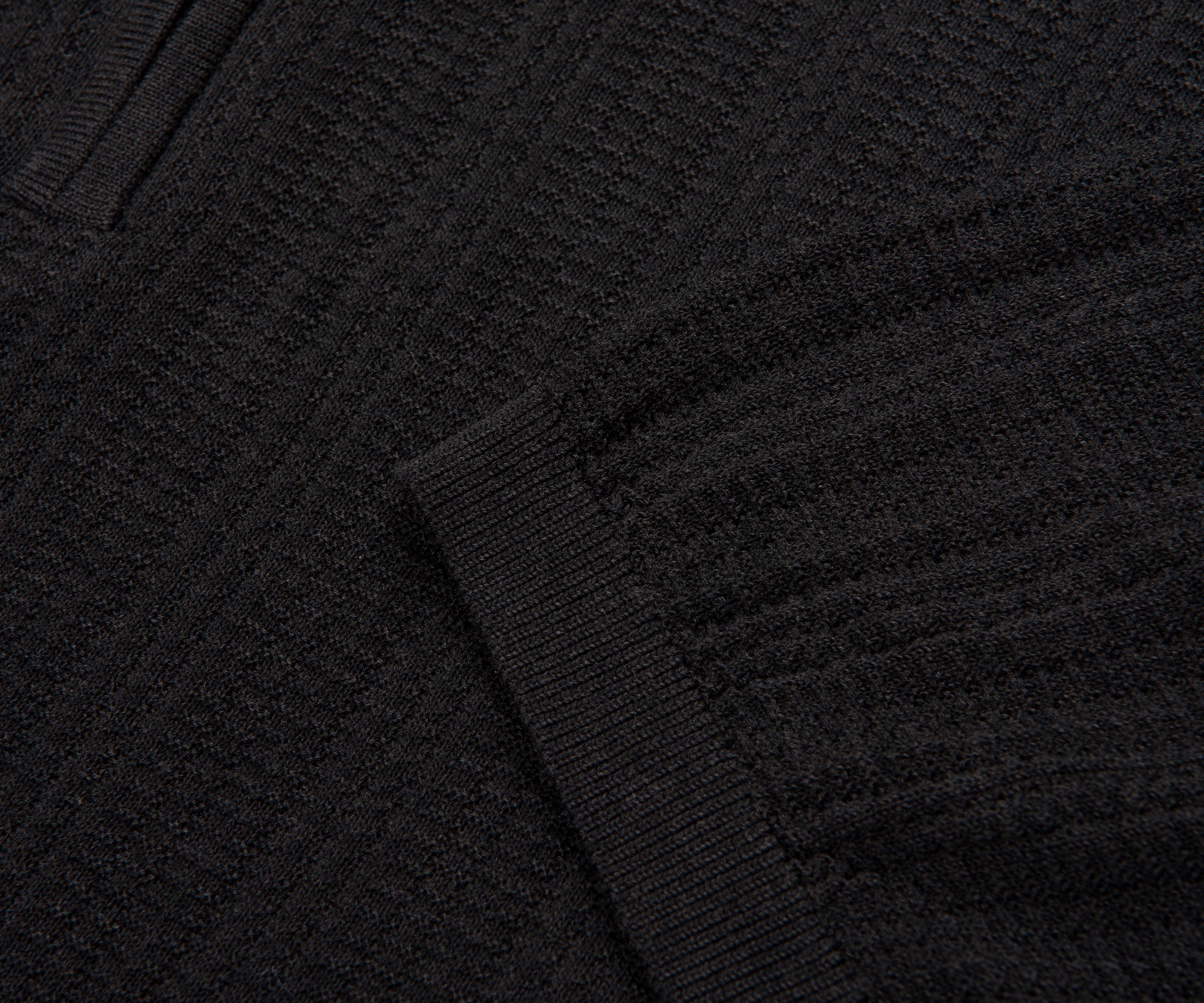 Armani Dark Grey Waffle 1/4 Zip Knitted Polo