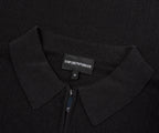 Armani Dark Grey Waffle 1/4 Zip Knitted Polo