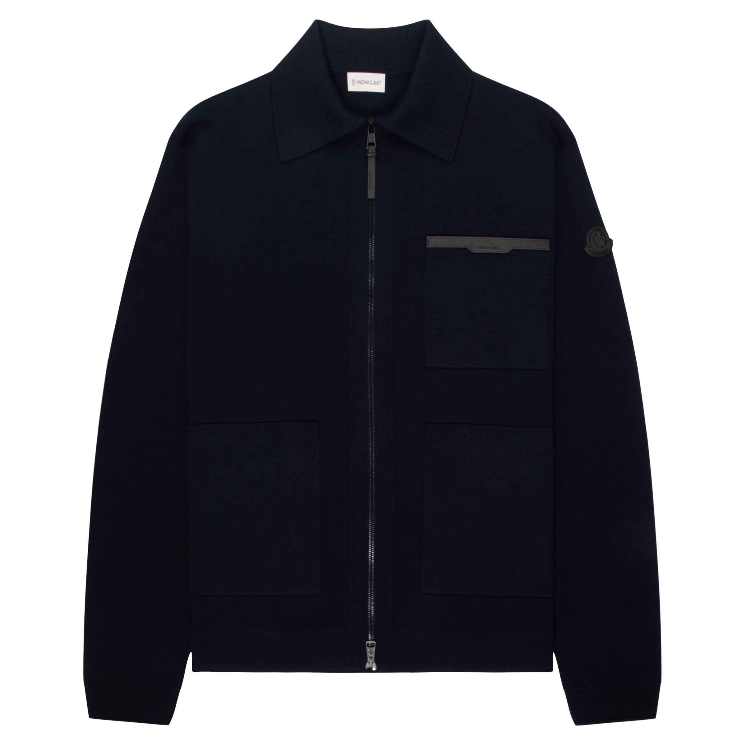Moncler Navy Wool Zip-up 3 Pocket Cardigan