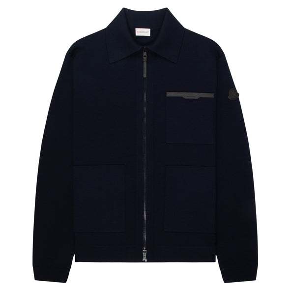 Moncler Navy Wool Zip-up 3 Pocket Cardigan