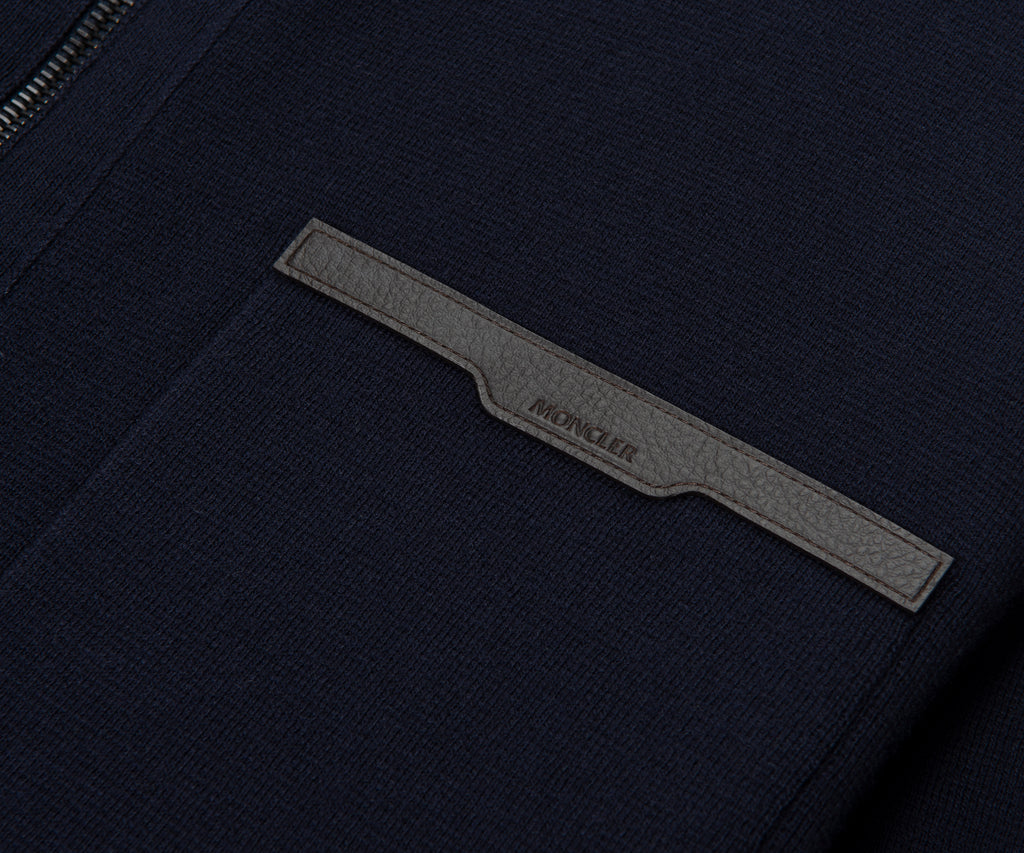 Moncler Navy Wool Zip-up 3 Pocket Cardigan