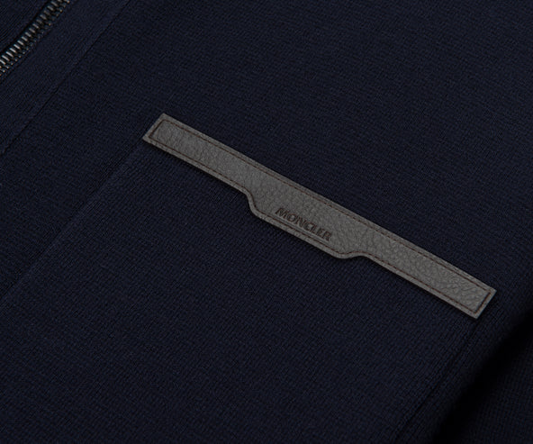 Moncler Navy Wool Zip-up 3 Pocket Cardigan