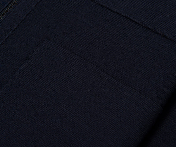 Moncler Navy Wool Zip-up 3 Pocket Cardigan