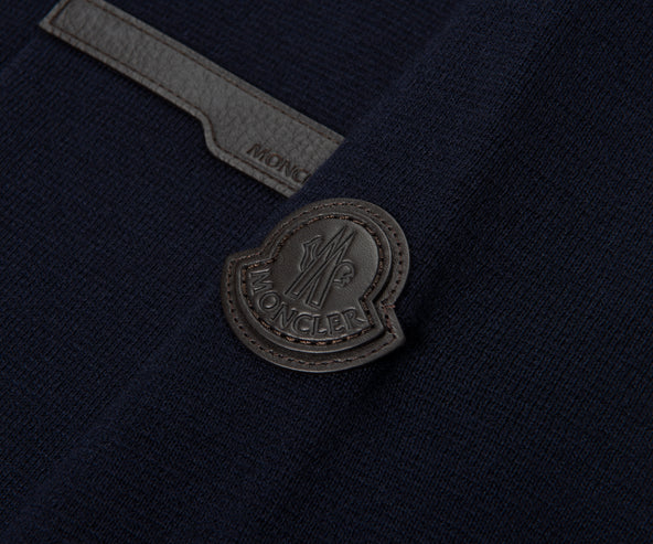 Moncler Navy Wool Zip-up 3 Pocket Cardigan