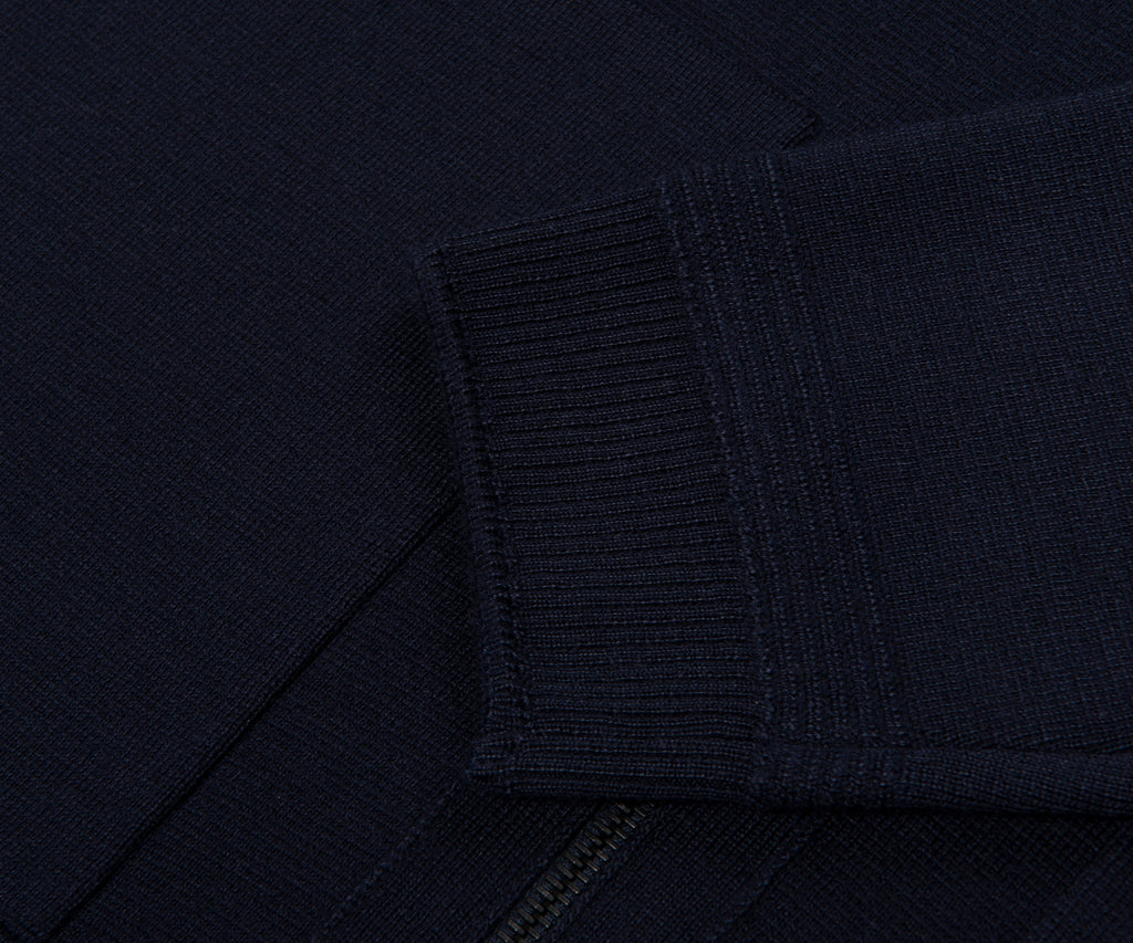 Moncler Navy Wool Zip-up 3 Pocket Cardigan