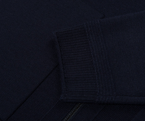 Moncler Navy Wool Zip-up 3 Pocket Cardigan