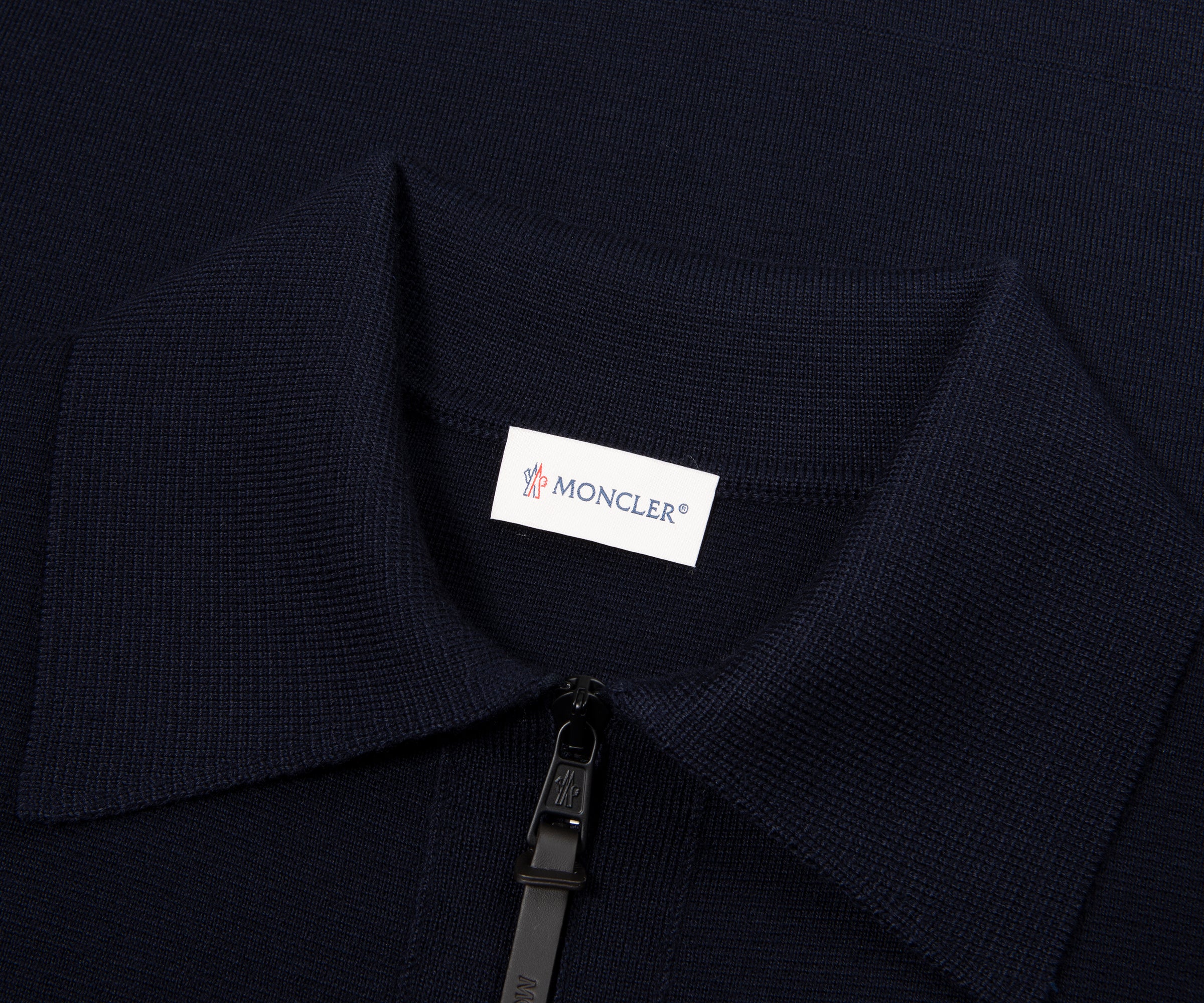 Moncler Navy Wool Zip-up 3 Pocket Cardigan