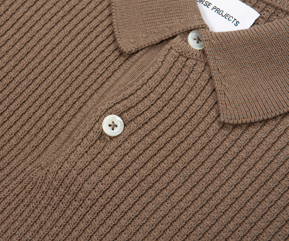 Norse Projects Walnut Anholt Cotton Crepe Polo