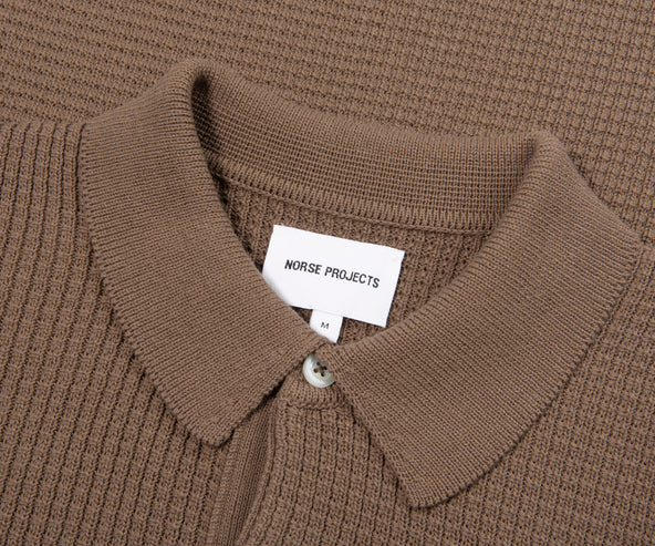 Norse Projects Walnut Anholt Cotton Crepe Polo