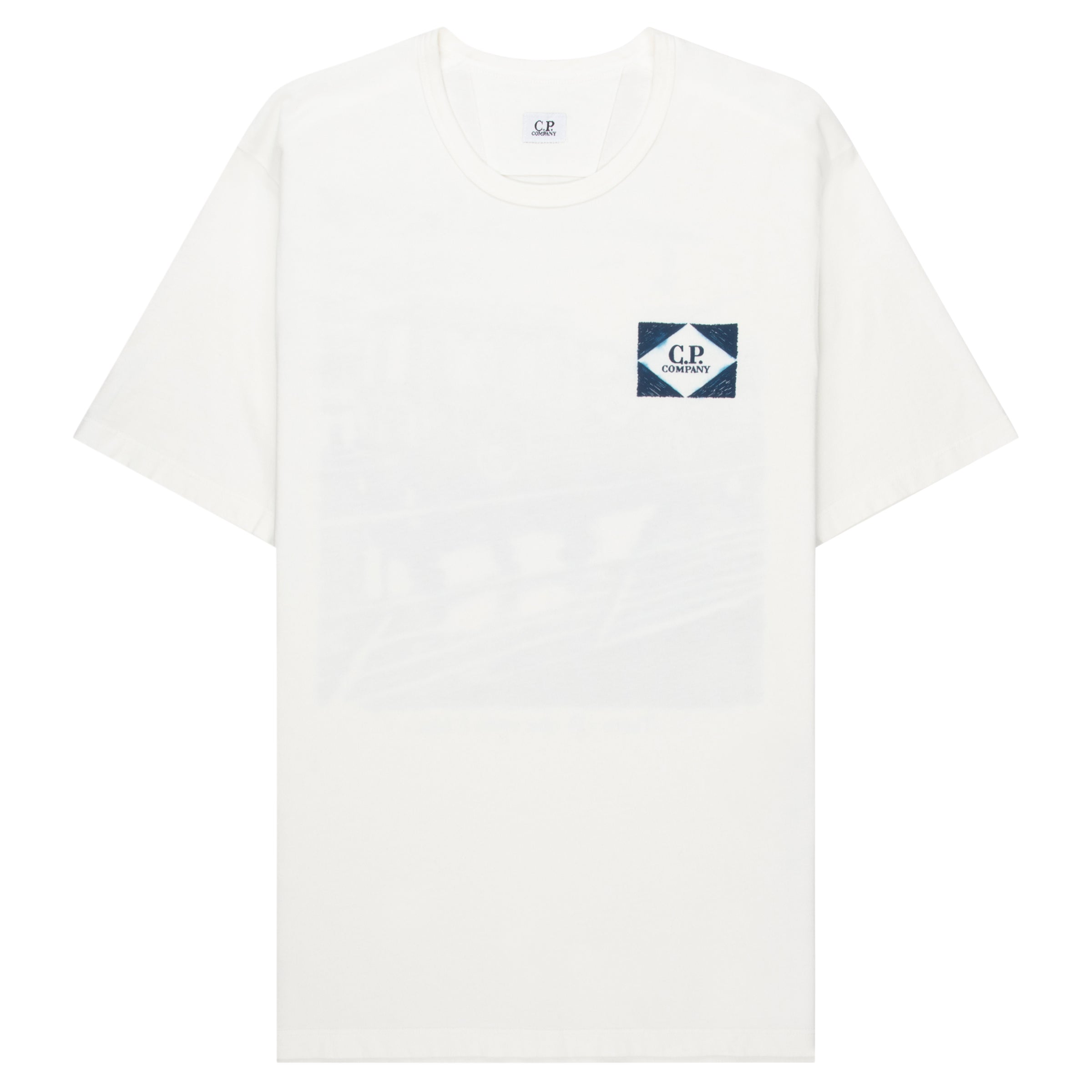C.P. Company Gauze White/Blue Van Scenery Back Logo T-Shirt