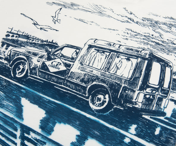 C.P. Company Gauze White/Blue Van Scenery Back Logo T-Shirt
