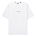 Stone Island Carlo T-shirt with a subtle front logo and a large archival print on the back featuring a 1993 photograph of Carlo Rivetti at Stone Island's colour lab in Ravarino, Italy.