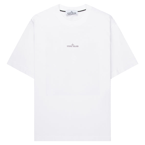 Stone Island Carlo T-shirt with a subtle front logo and a large archival print on the back featuring a 1993 photograph of Carlo Rivetti at Stone Island's colour lab in Ravarino, Italy.