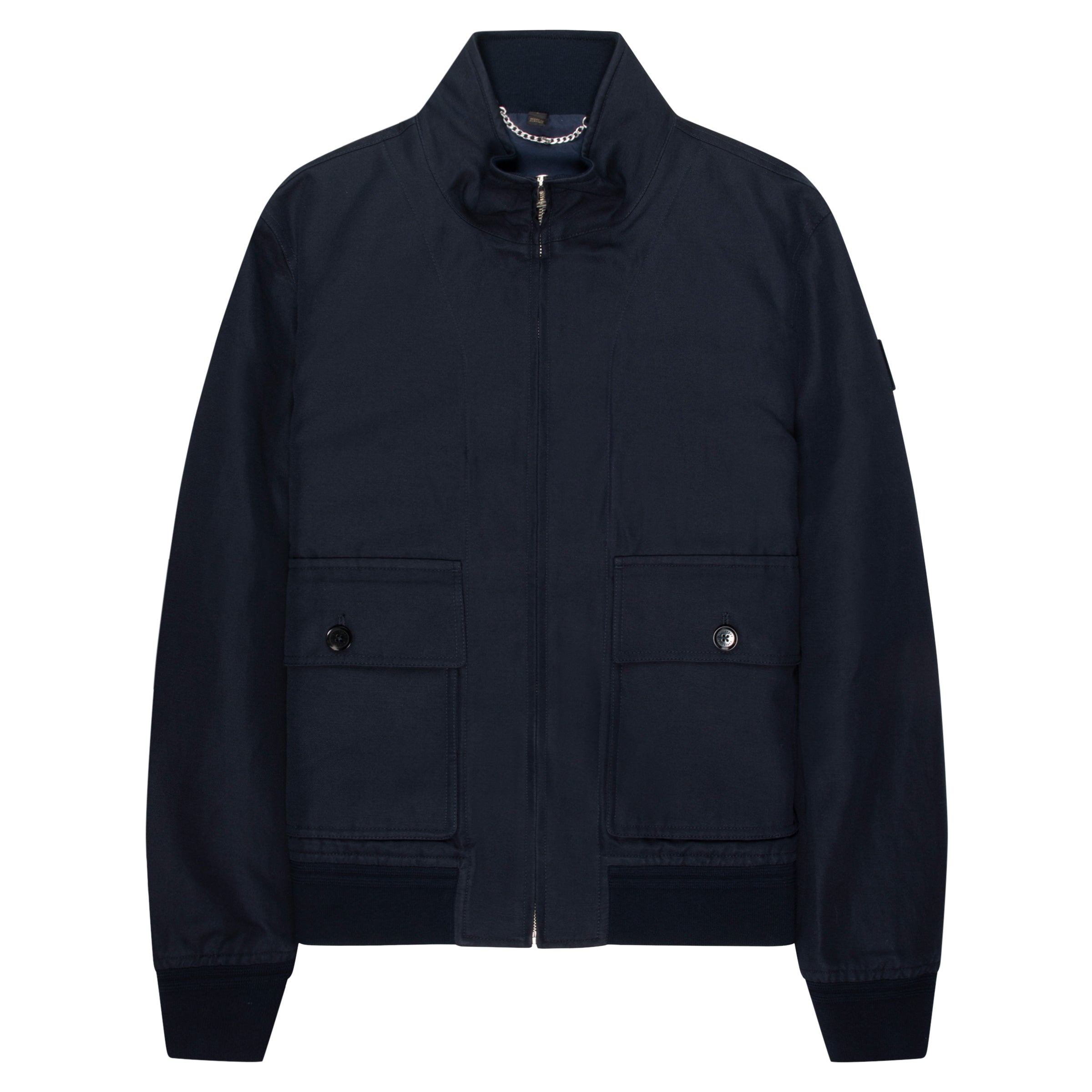Belstaff Dark Ink Helston Linen Cotton Twill Tailored Jacket