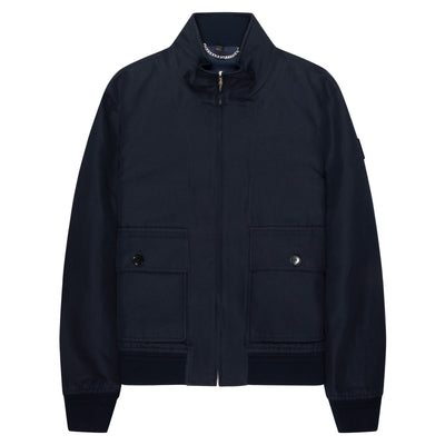 Belstaff Dark Ink Helston Linen Cotton Twill Tailored Jacket