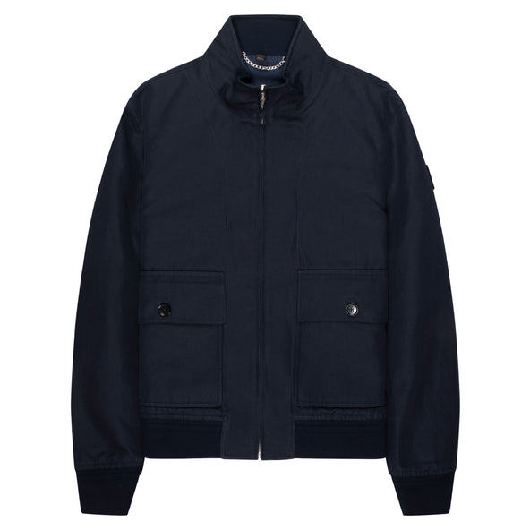 Belstaff Dark Ink Helston Linen Cotton Twill Tailored Jacket