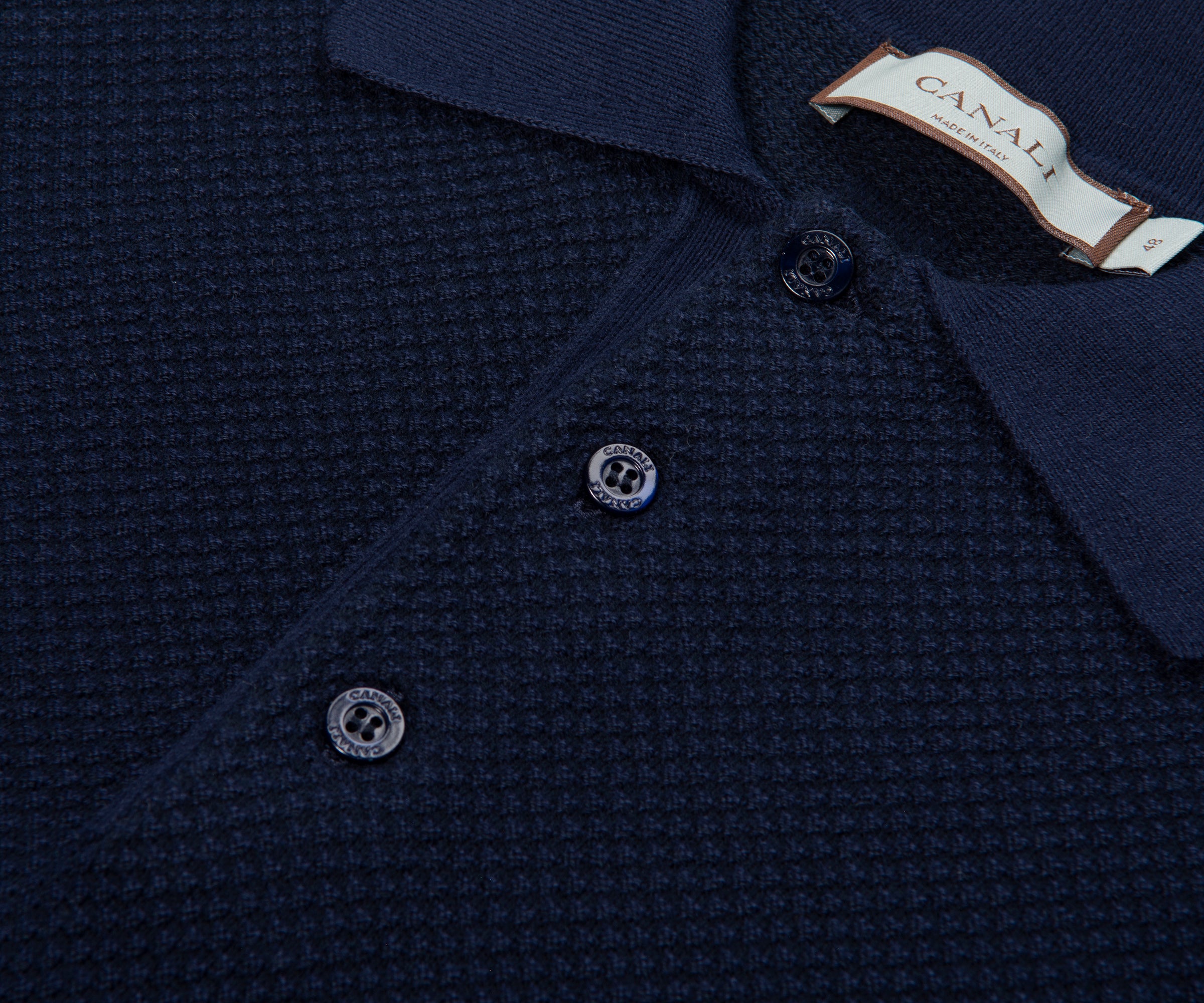 Canali Navy Micro-Structured Polo