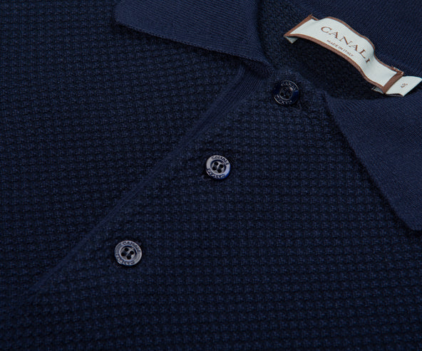 Canali Navy Micro-Structured Polo